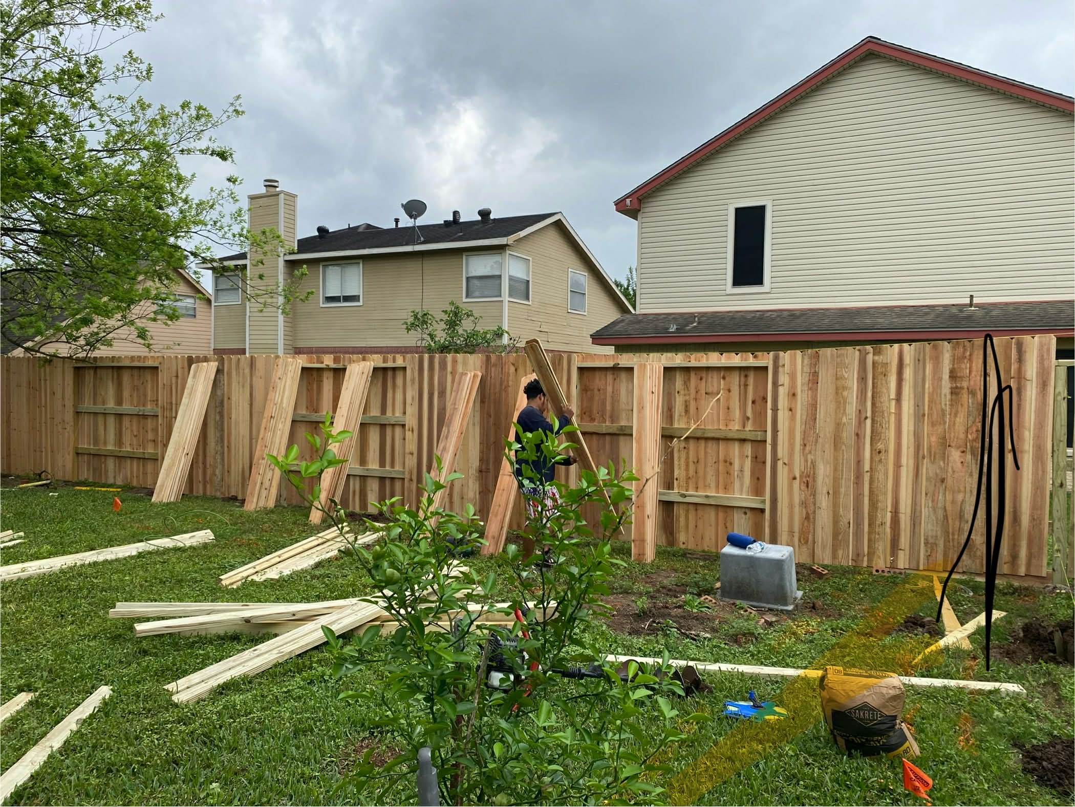 Privacy Fence Being Installed